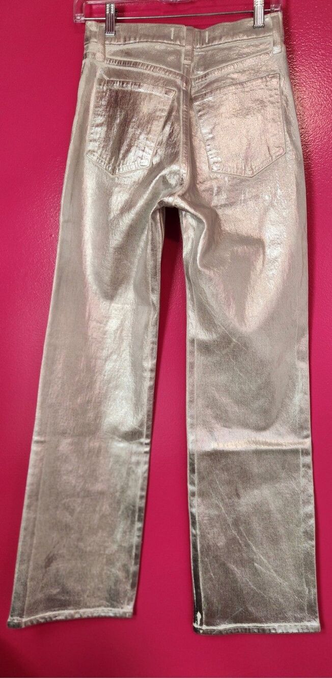 Abercrombie & Fitch 90s Relaxed High Rise Jeans Womens 24 00R Silver Metallic - Picture 2 of 14